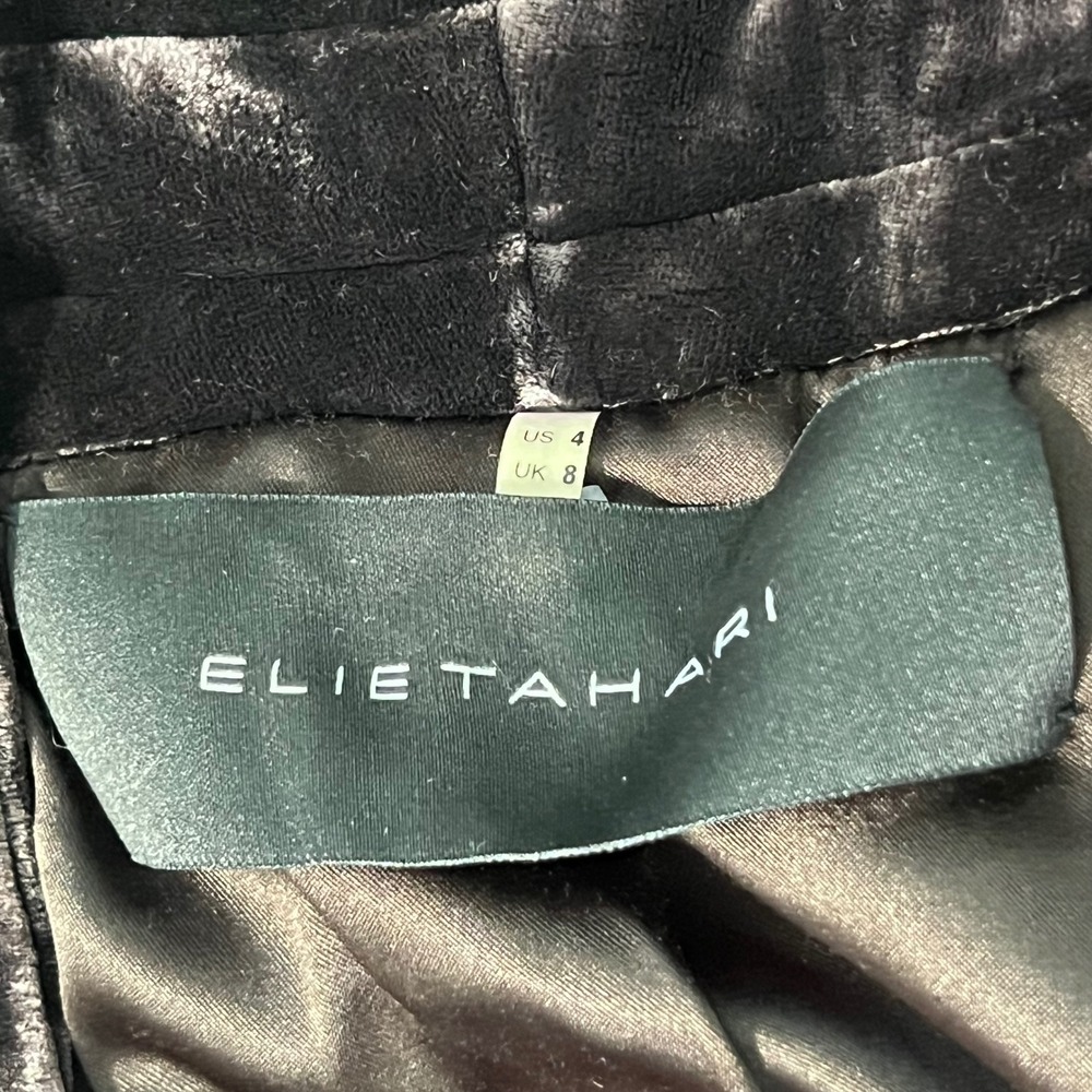 Elie Tahari Chocolate Brown Silk Blend Velvet Blazer Form Fitting Shawl Collar 4 - Picture 6 of 11